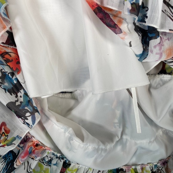 Lapis Strapless Maxi Dress Orange Top Floral Ruffle Skirt Size L - Picture 4 of 9